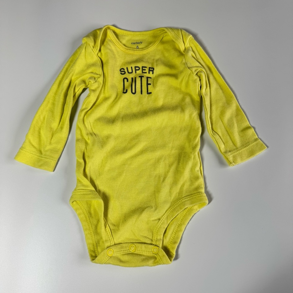 Baby Girl Onesies Size 6 Months Bodysuits Stripes Polka Dots Carter’s Yellow - Picture 12 of 16